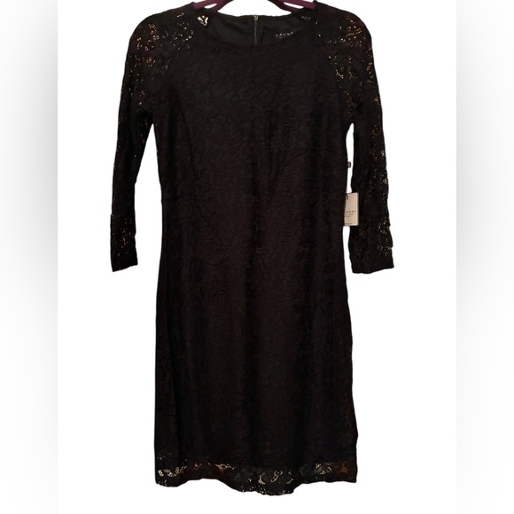 NWT LAUNDRY BY SHELLI SEGAL BLACK LACE SHEATH DRESS SIZE 4 - Picture 3 of 11